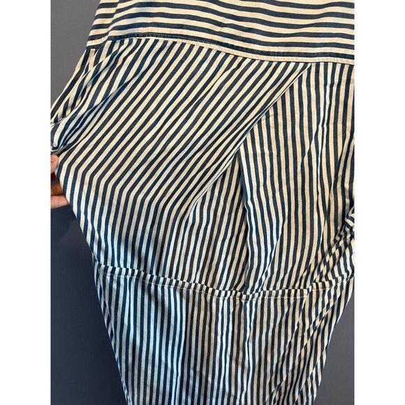 Paige Haidee Blue & White Striped Drawstring Wait Frayed Hem Women’s Dress Sz LG - Picture 10 of 10